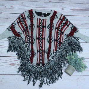 Amanda's Collection Aztec Print Poncho Cotton Sweater Free Size